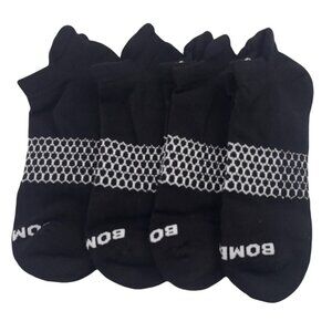 BOMBAS Women's 4 Pack Solid Ankle Socks, Size Large Black